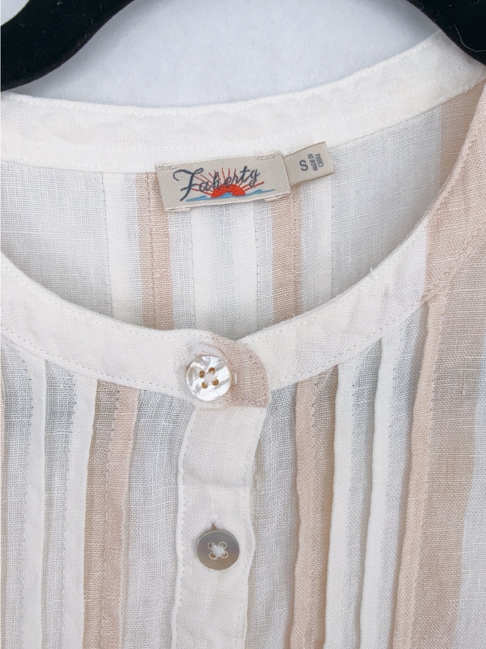 Faherty Gemina Gauze Sand Serape Striped Sustainable Dress 100% Linen Womens S - Picture 4 of 8